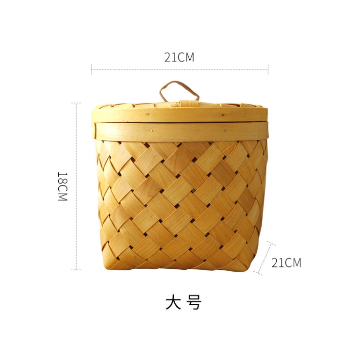 Hand-Woven Storage Basket Baked Fruit Basket Shooting Props Large, Specification: With Lid