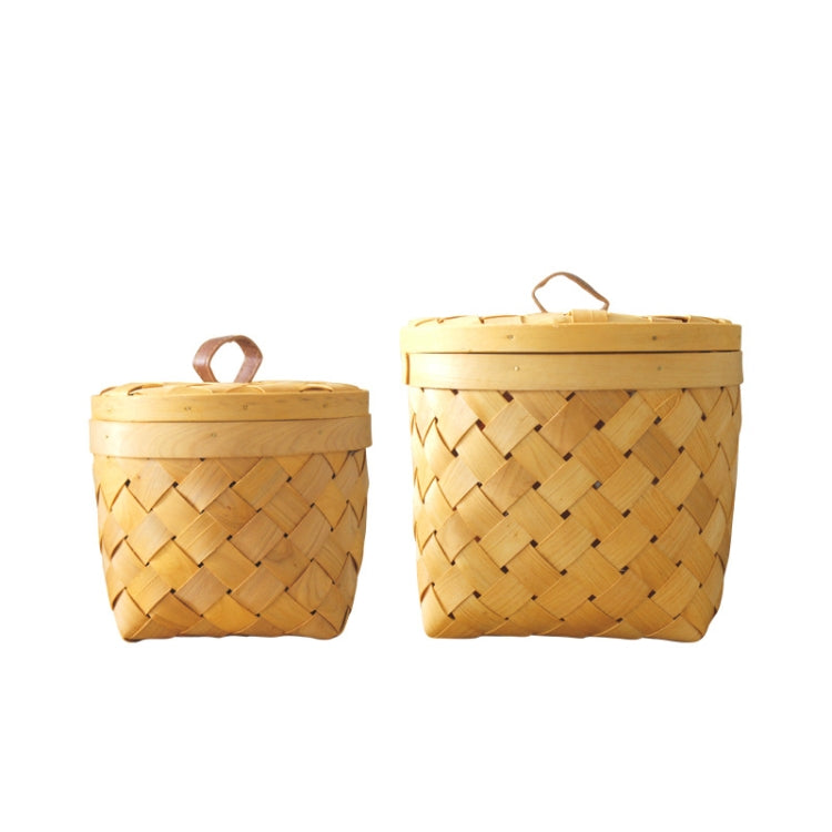Hand-Woven Storage Basket Baked Fruit Basket Shooting Props Large, Specification: With Lid