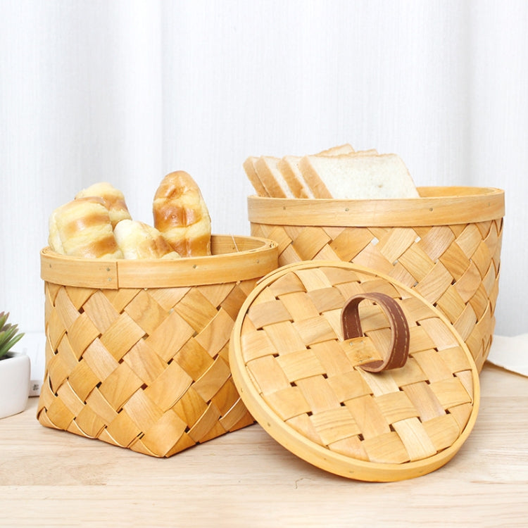 Hand-Woven Storage Basket Baked Fruit Basket Shooting Props Large, Specification: With Lid