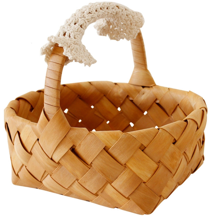 Wood Chip Woven Storage Basket Wedding Souvenir, Specification: Small