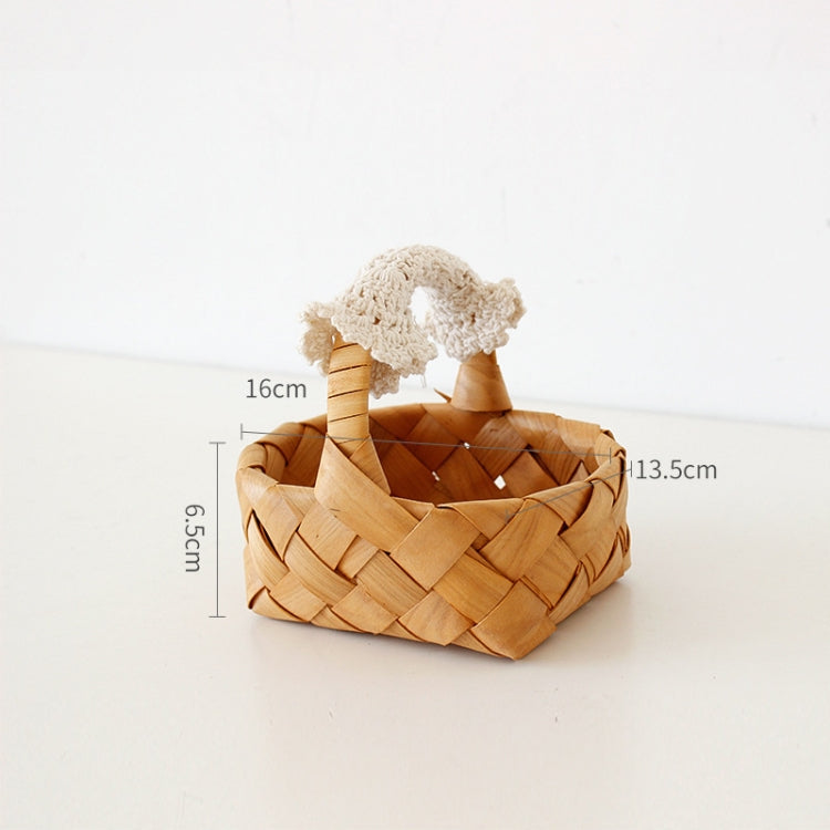 Wood Chip Woven Storage Basket Wedding Souvenir, Specification: Small
