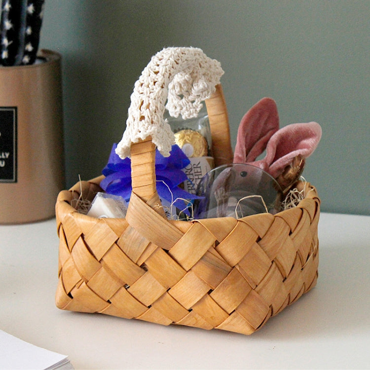 Wood Chip Woven Storage Basket Wedding Souvenir, Specification: Small
