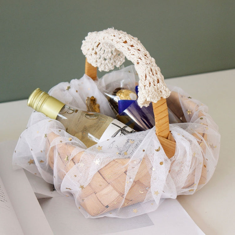 Wood Chip Woven Storage Basket Wedding Souvenir, Specification: Small