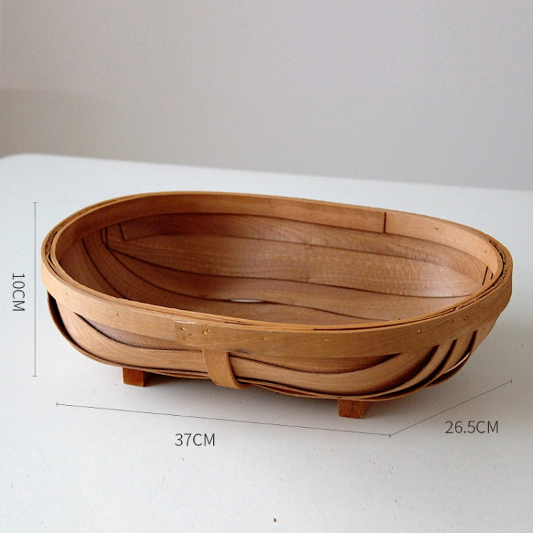 Handmade Wood Chip Woven Basket Fruit Baking Bread Tray Shooting Props, Specification: Large