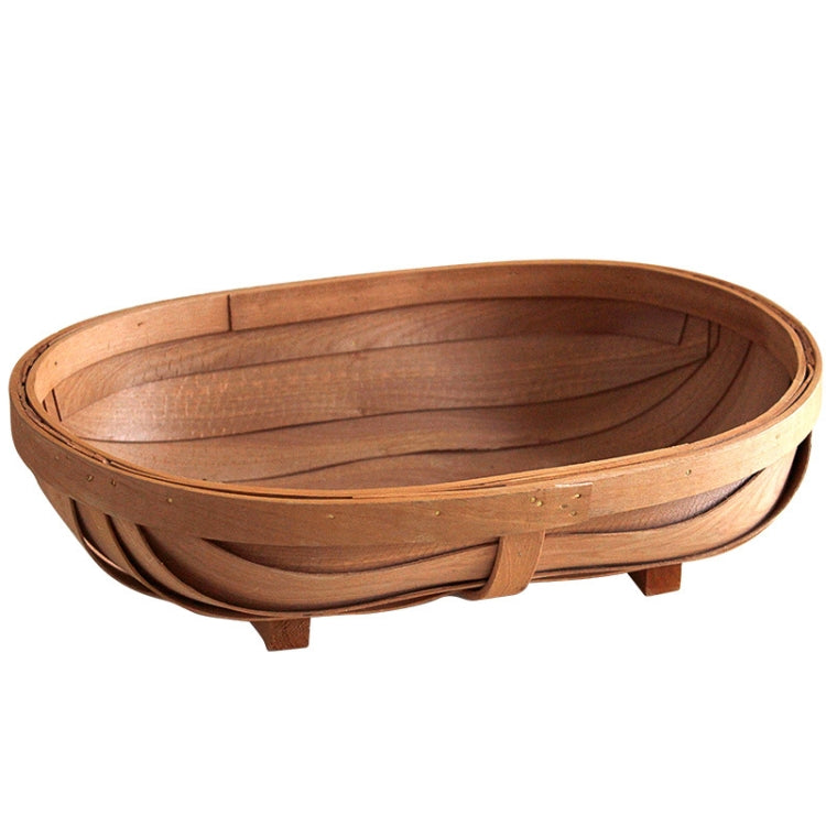 Handmade Wood Chip Woven Basket Fruit Baking Bread Tray Shooting Props, Specification: Small