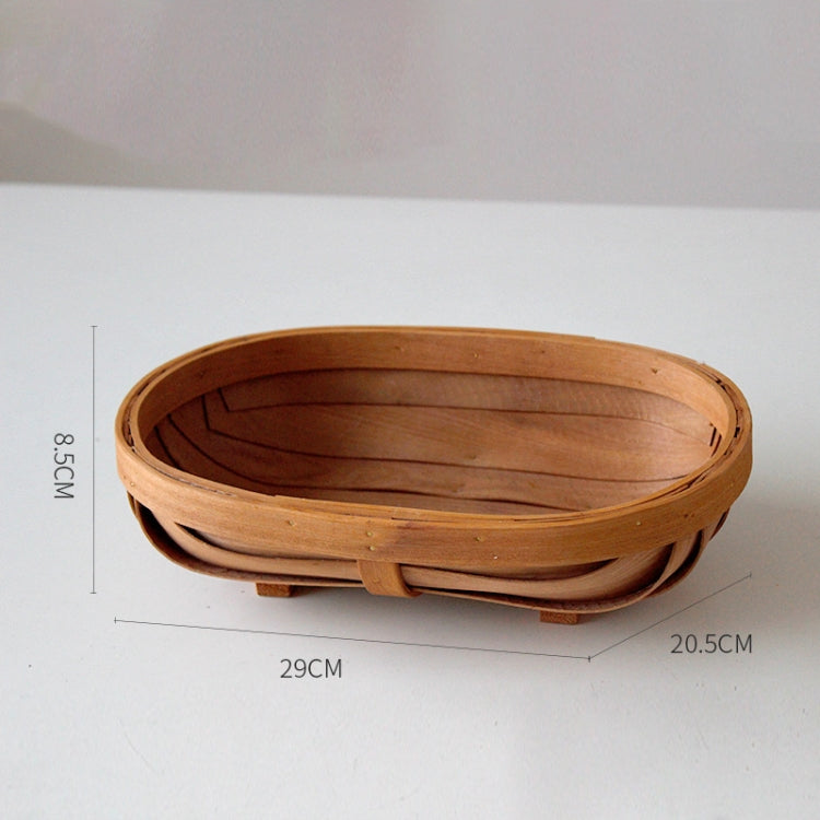 Handmade Wood Chip Woven Basket Fruit Baking Bread Tray Shooting Props, Specification: Small