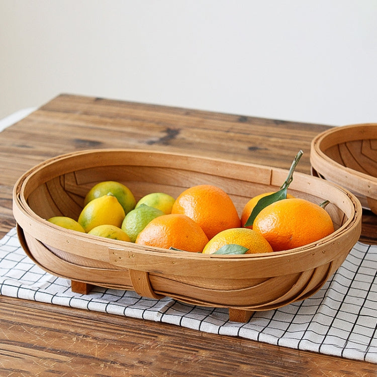 Handmade Wood Chip Woven Basket Fruit Baking Bread Tray Shooting Props, Specification: Small