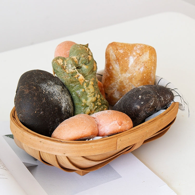 Handmade Wood Chip Woven Basket Fruit Baking Bread Tray Shooting Props, Specification: Small
