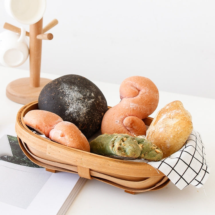Handmade Wood Chip Woven Basket Fruit Baking Bread Tray Shooting Props, Specification: Small