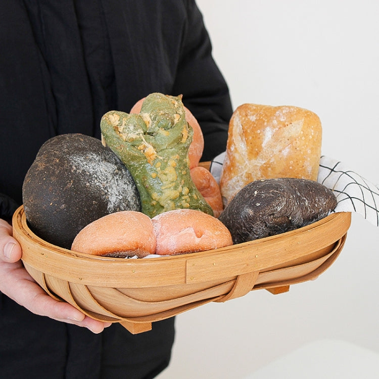 Handmade Wood Chip Woven Basket Fruit Baking Bread Tray Shooting Props, Specification: Small