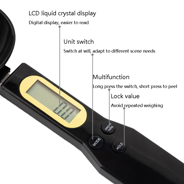 ABS Electronic Measuring Spoon Spoon Weighing Measuring Tool, Specification: 500g/0.1g, Colour: White Large Spoon