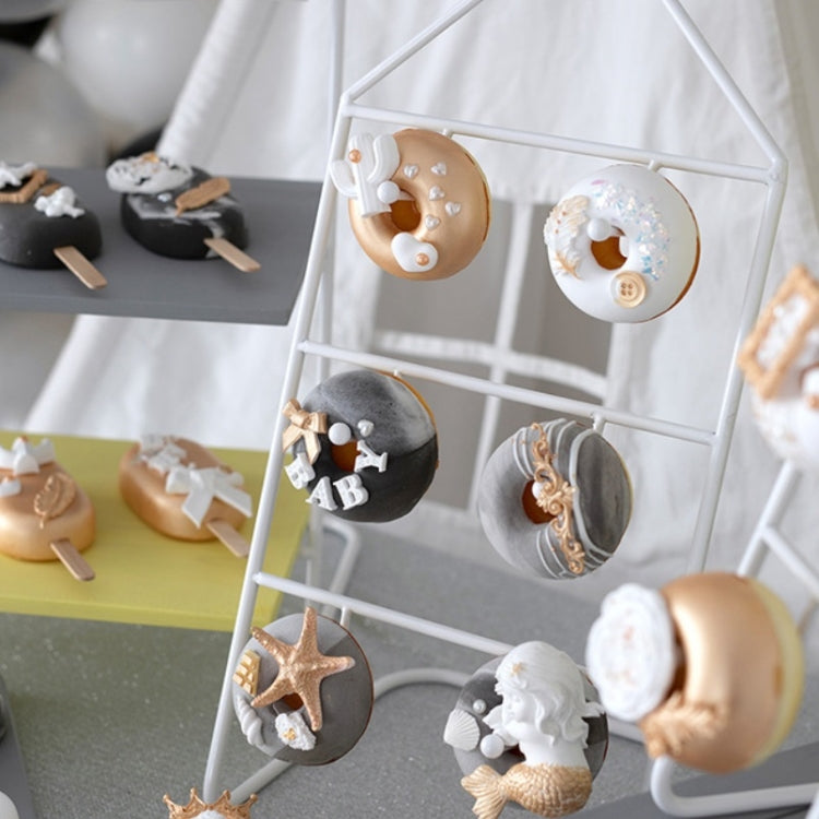 Donut Display Stand Bakery Display Props Party Dessert Stand, Size: Small (White)