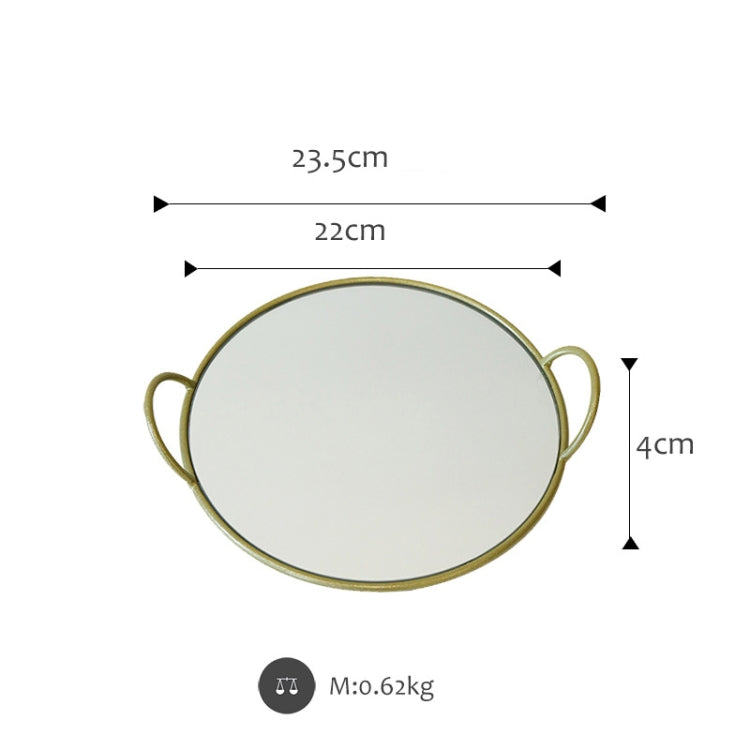 Mirror Tray Storage Console Table Decoration Dinner Plate Props, Colour: Shiny Gold Round