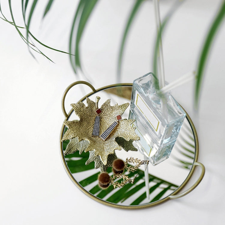 Mirror Tray Storage Console Table Decoration Dinner Plate Props, Colour: Shiny Gold Round
