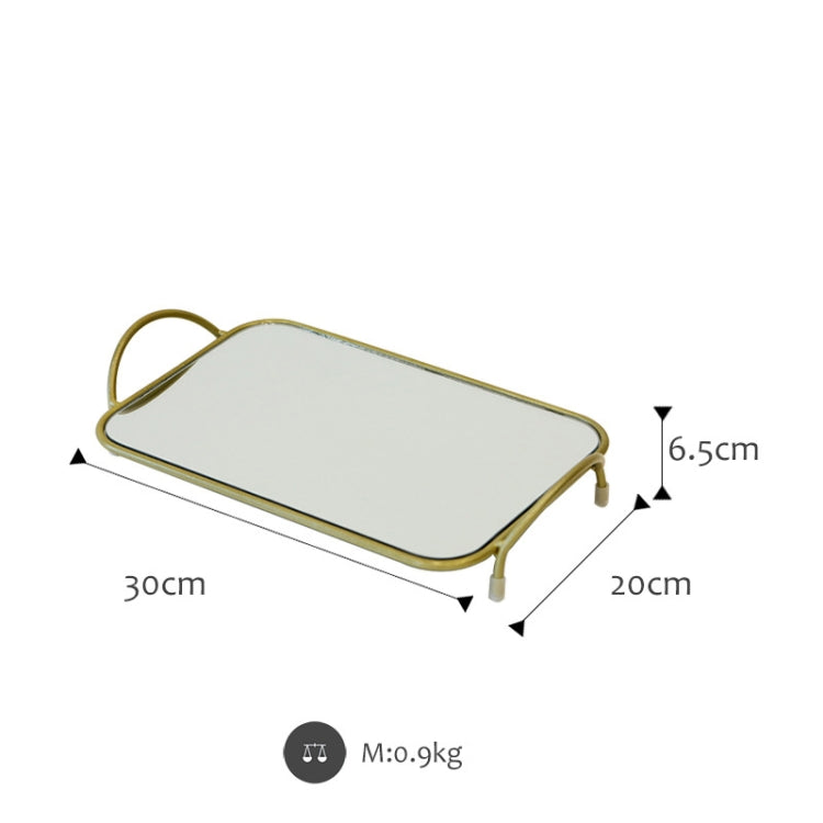 Mirror Tray Storage Console Table Decoration Dinner Plate Props, Colour: Shiny Gold Square