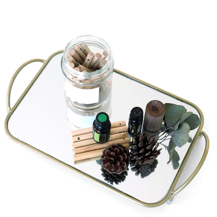 Mirror Tray Storage Console Table Decoration Dinner Plate Props, Colour: Shiny Gold Square