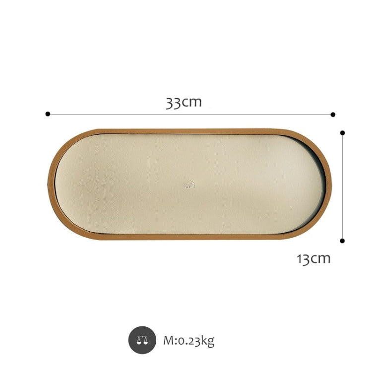 Desktop Shallow Storage Tray Sundries Tray Jewelry Display Tray , Oval (Warm Brown)