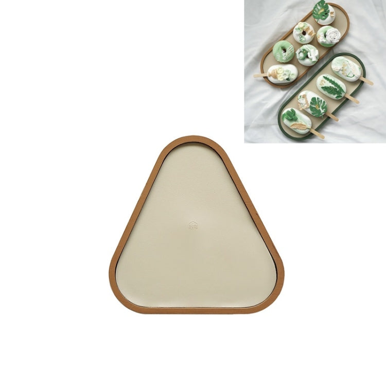 Desktop Shallow Storage Tray Sundries Tray Jewelry Display Tray , Triangle (Warm Brown)