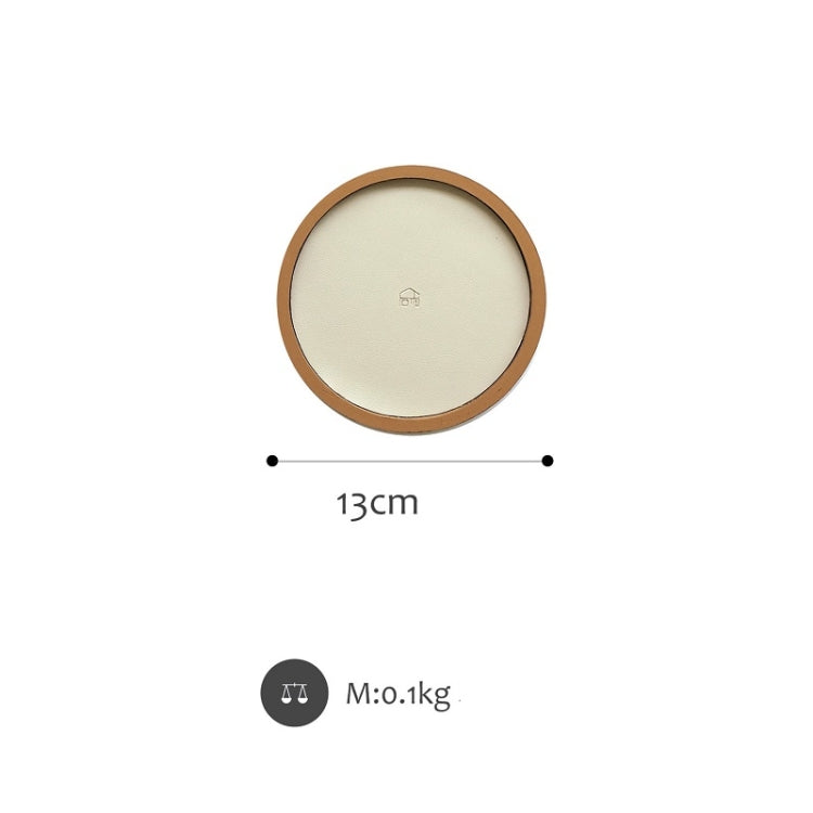 Desktop Shallow Storage Tray Sundries Tray Jewelry Display Tray , Round (Warm Brown)