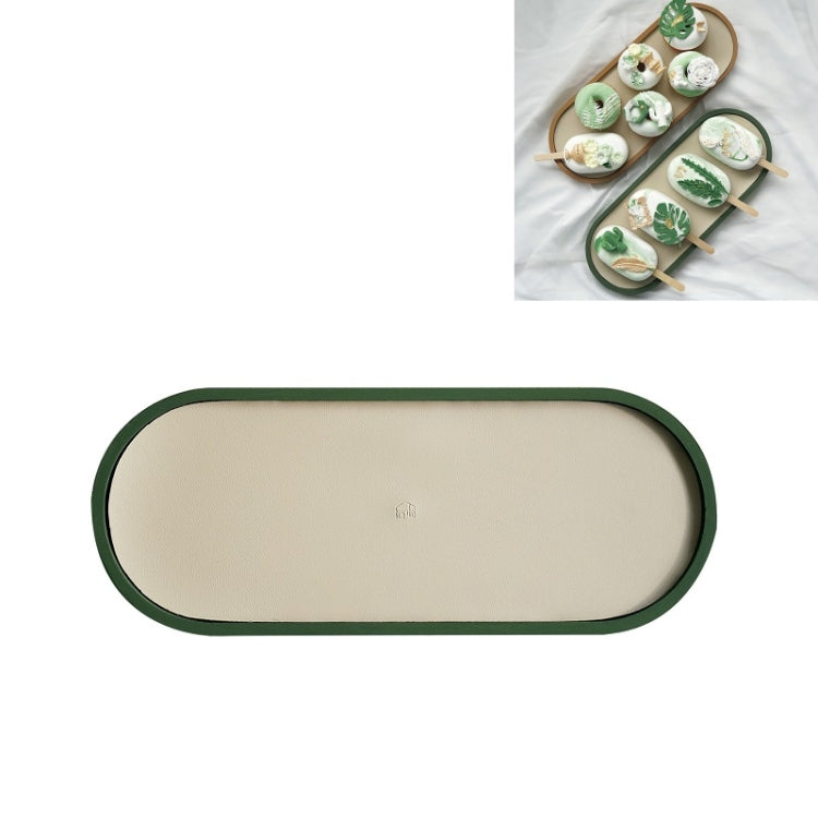Desktop Shallow Storage Tray Sundries Tray Jewelry Display Tray , Oval (Dark Green)