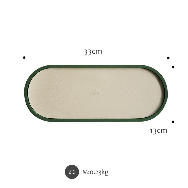 Desktop Shallow Storage Tray Sundries Tray Jewelry Display Tray , Oval (Dark Green)