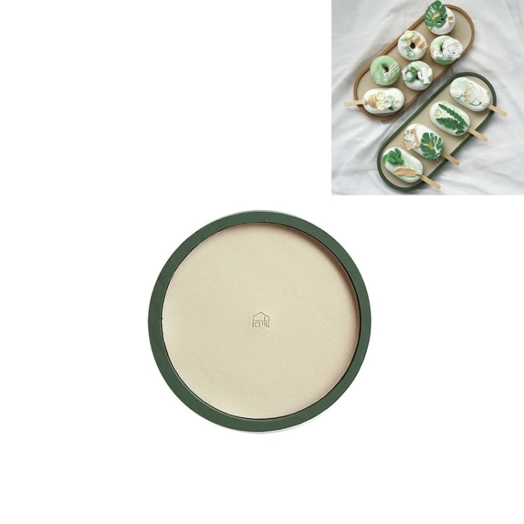 Desktop Shallow Storage Tray Sundries Tray Jewelry Display Tray , Round (Dark Green)