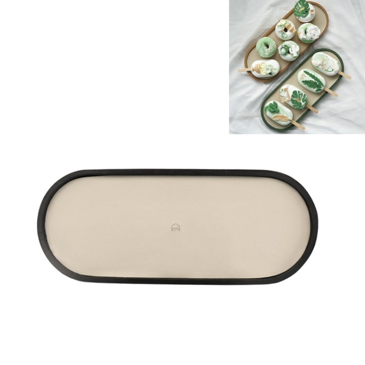 Desktop Shallow Storage Tray Sundries Tray Jewelry Display Tray , Oval (Black)