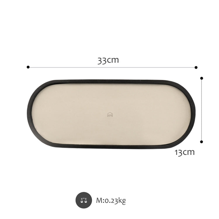 Desktop Shallow Storage Tray Sundries Tray Jewelry Display Tray , Oval (Black)