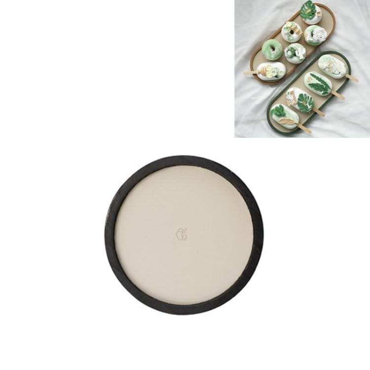Desktop Shallow Storage Tray Sundries Tray Jewelry Display Tray , Round (Black)