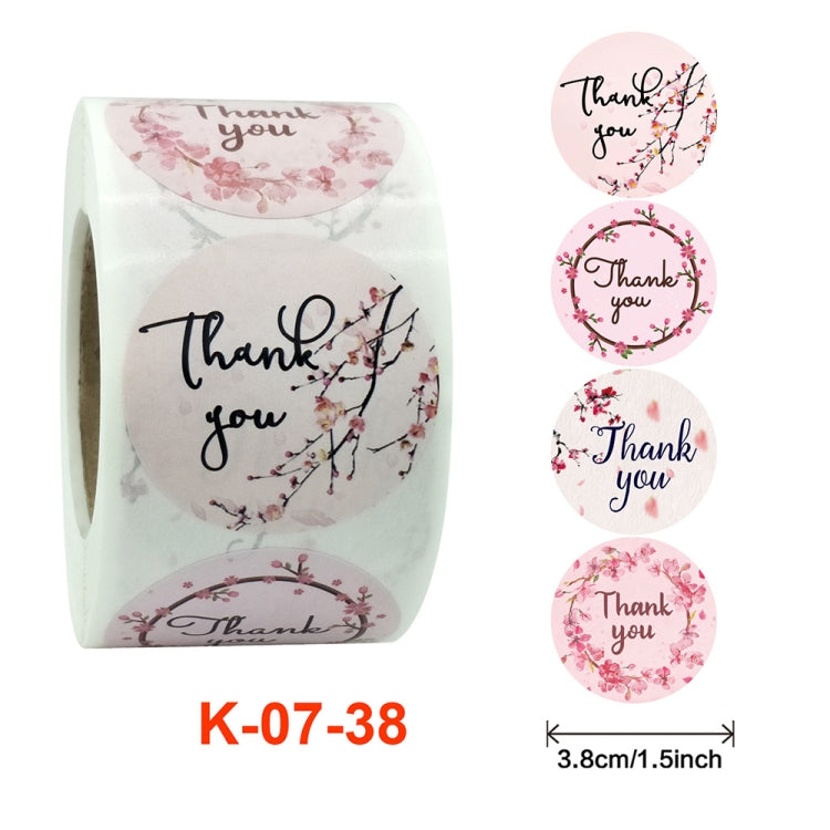 Floral Thank You Label Gift Envelope Seal Sticker Wedding Decoration Sticker, Size: 3.8cm / 1inch(K-07-38)