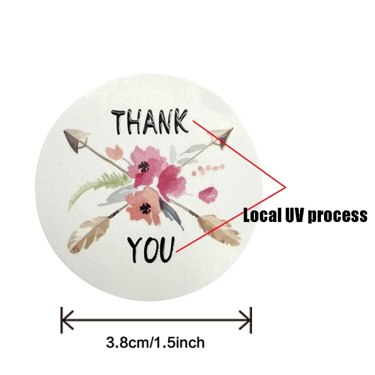 Floral Thank You UV Craft Sticker Birthday Party Label, Size: 38mm / 1.5inch(A-15UV Section)