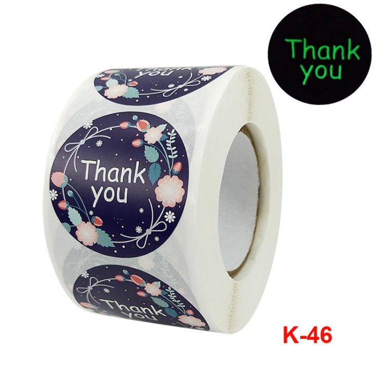 Flower Thank You Luminous Stickers Gift Decoration Label, Size: 3.8cm / 1..5inch(K-46)