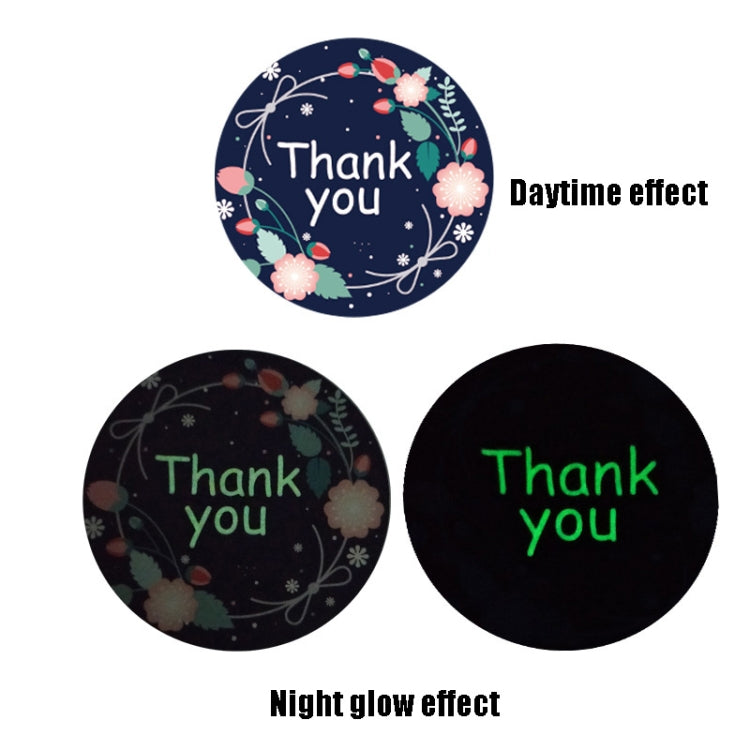 Flower Thank You Luminous Stickers Gift Decoration Label, Size: 3.8cm / 1..5inch(K-46)