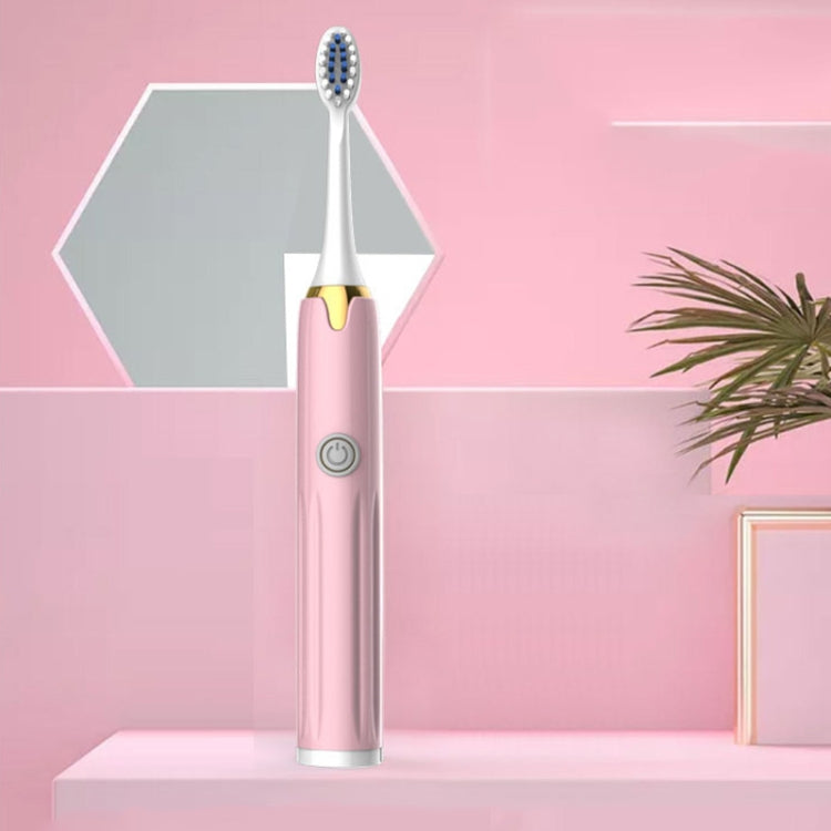 2 PCS Household Couple Smart Sonic Vibration Soft Fur Waterproof Electric Toothbrush, Colour: Nami Powder (1 Brush Head) Battery