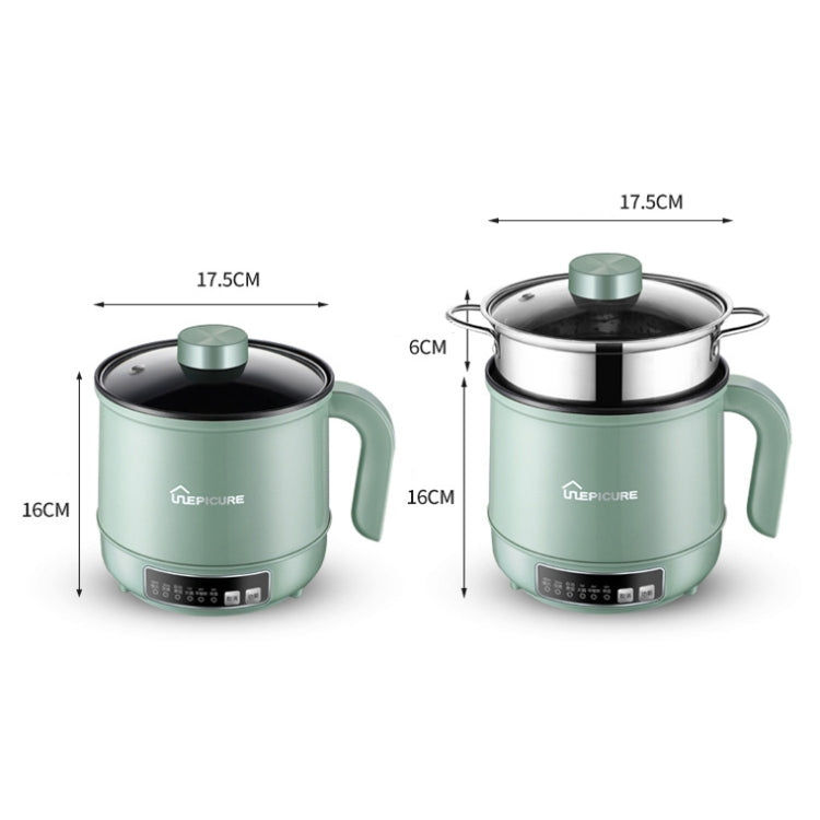 Multi-Function Electric-Cooker Mini Dormitory Student Cooking Rice Stir Frying Non-Stick Pot, 110V US Plug, Colour: White Manual Style with Steaming Grid(1.7L)