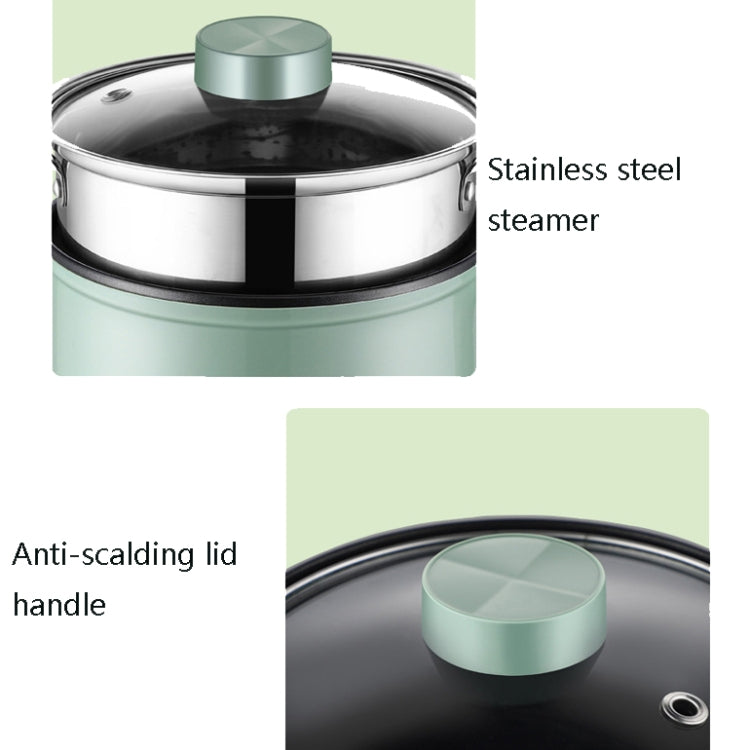 Multi-Function Electric-Cooker Mini Dormitory Student Cooking Rice Stir Frying Non-Stick Pot, 110V US Plug, Colour: Green Manual Single Pot(1.7L)