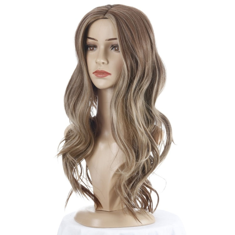 Long Curly Wig Wome Mixed Color Chemical Fiber Headgear, Colour: Photo Color