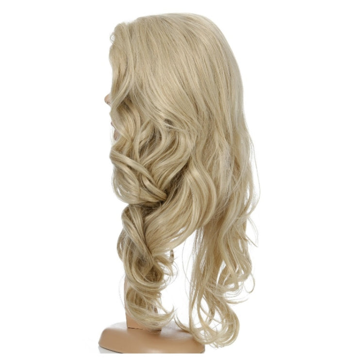 Women Light Blonde Long Curly Hair Chemical Fiber Headgear Wig(Light Gold)