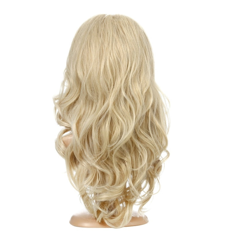 Women Light Blonde Long Curly Hair Chemical Fiber Headgear Wig(Light Gold)