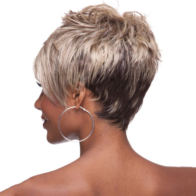 Black Ladies Wig Short Curly Hair Synthetic Headgear(Photo Color)