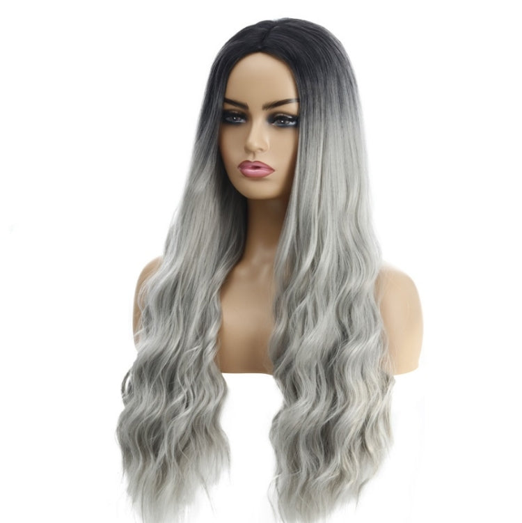 Ladies Wavy Curly Hair Wig Gradient Long Curly Hair Wig