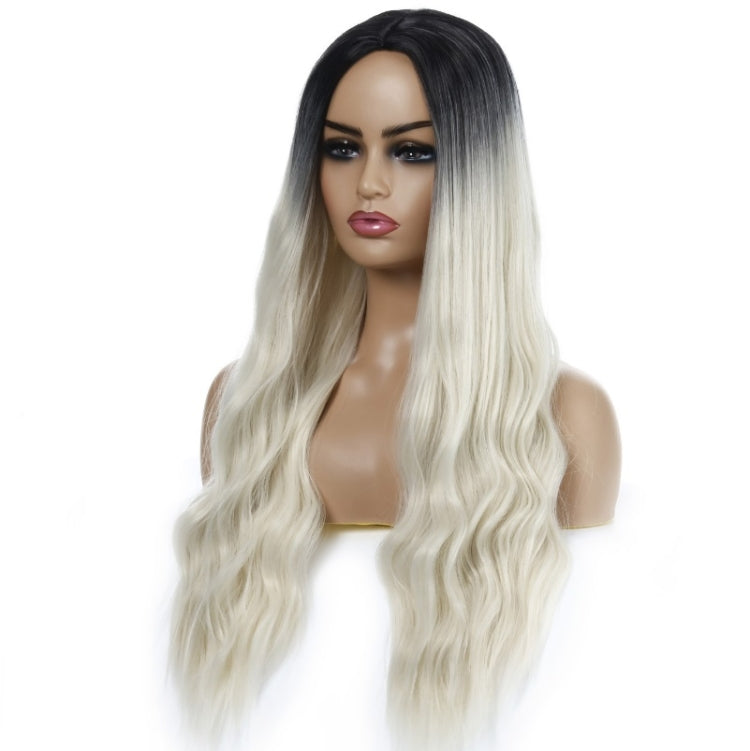 Ladies Wavy Curly Hair Wig Gradient Long Curly Hair Wig