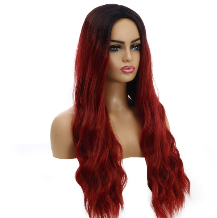 Ladies Wavy Curly Hair Wig Gradient Long Curly Hair Wig