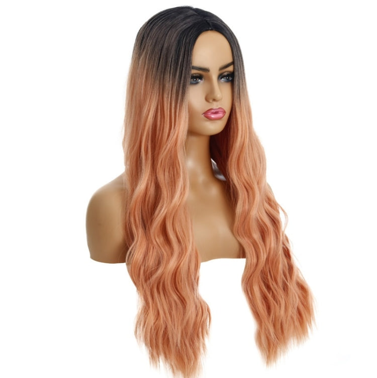 Ladies Wavy Curly Hair Wig Gradient Long Curly Hair Wig