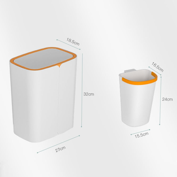 ELLJT0 Household Kitchen Garbage Trash Can With Lid, Colour: Fog Blue Light Coffee, Size: 32x27x18.5cm