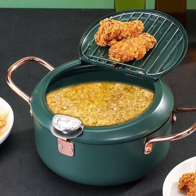 24cm Fryer Pot Household Non-Stick Pan Temperature Control Mini Frying Pot