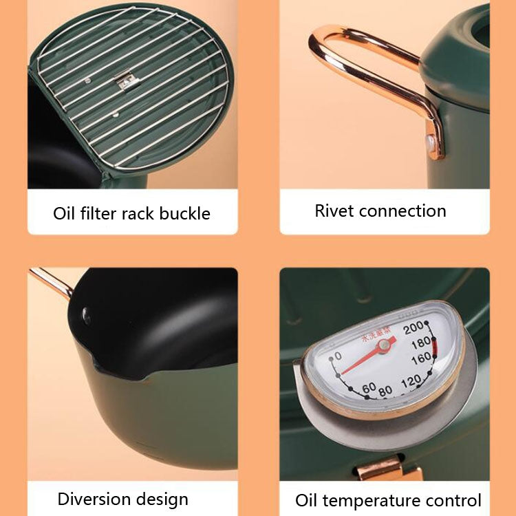 24cm Fryer Pot Household Non-Stick Pan Temperature Control Mini Frying Pot