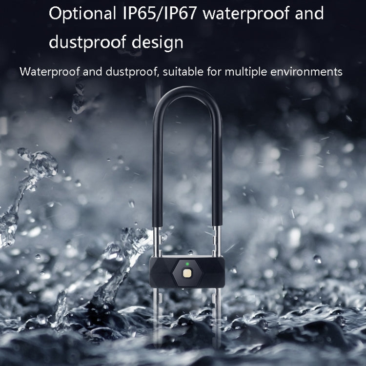 Smart Bluetooth Fingerprint U-Shaped Glass Door Lock Anti-Shear Anti-Theft Lock Extended Outdoor Waterproof U-Shaped Lock, Specification: U5 (Fingerprint+APP+Key)
