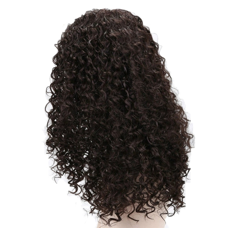 African Small Curls Split Head Wig Chemical Fiber Headgear(Black)