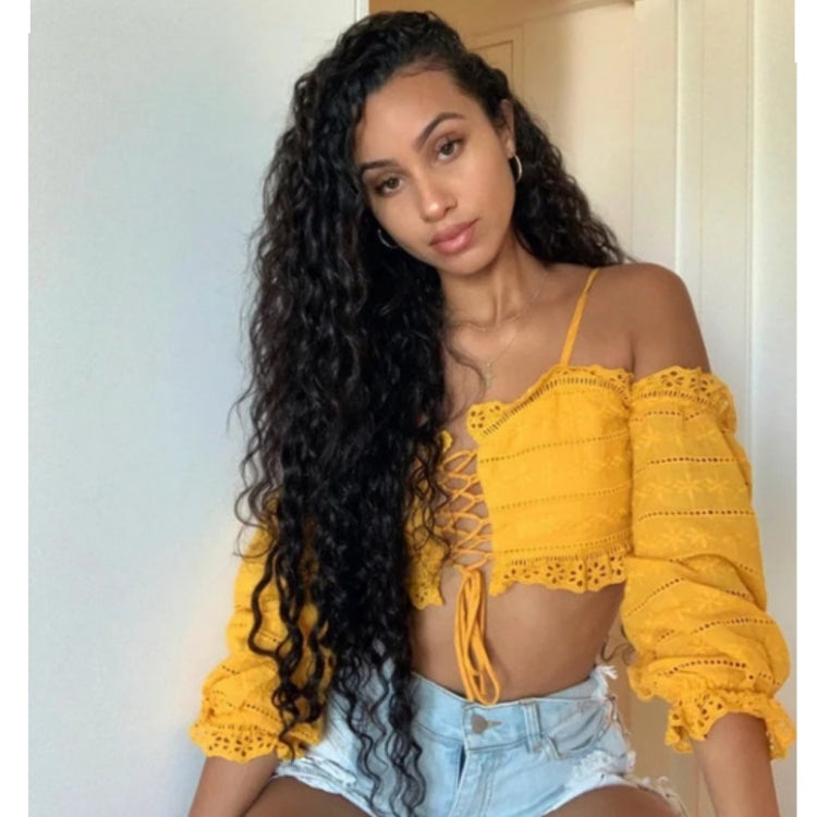 African Small Curls Split Head Wig Chemical Fiber Headgear(Black)
